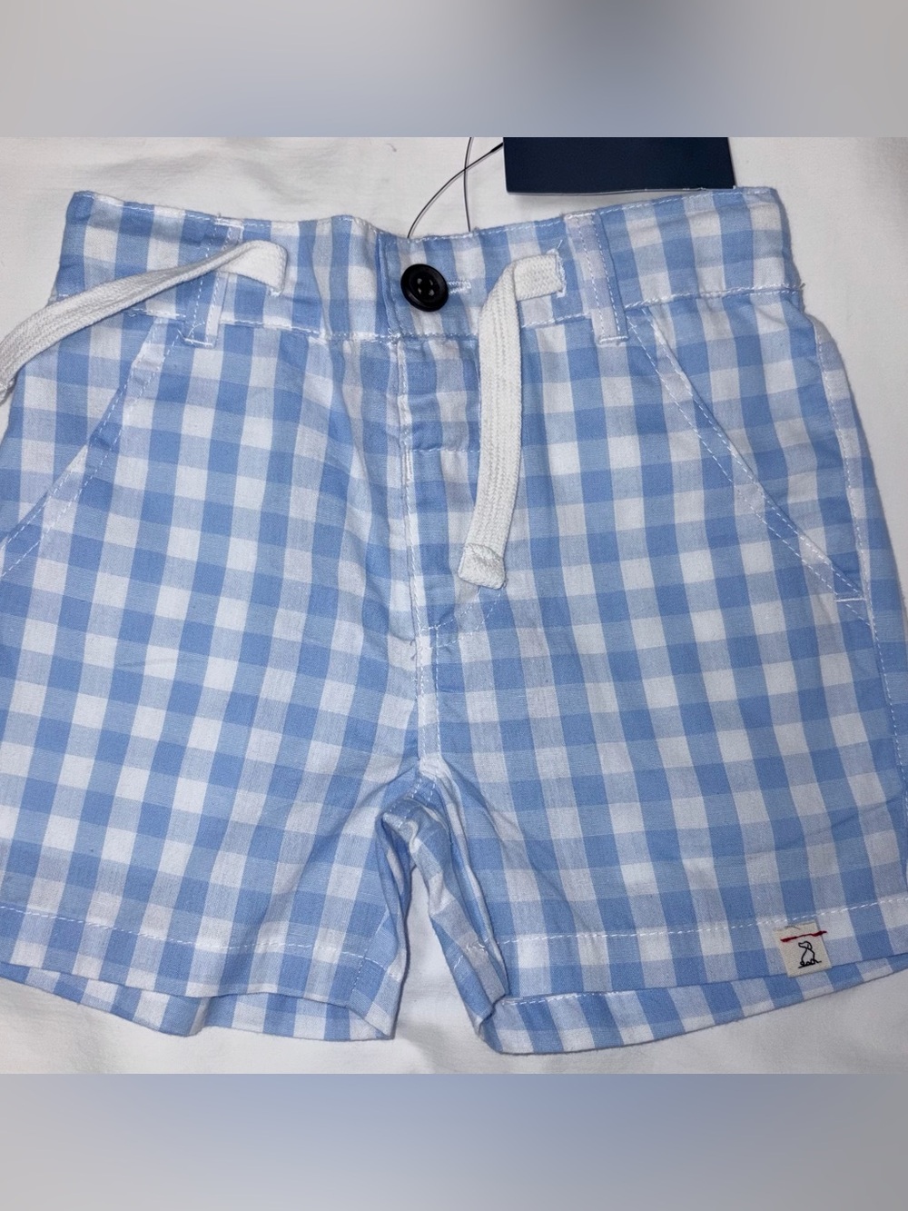 Me and Henry blue checked shorts w/drawstring waist sz 12-18 months EUC